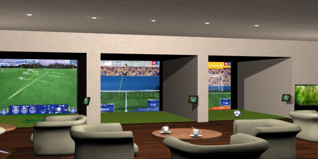 Réalisation 3D d’un « sport indoor » présentant trois simulateurs pour plaquette PAO – 3DS Max 2004